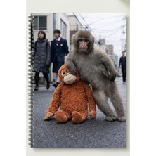 Black-One Maymun (Punch) Temalı A5 Metal Spiralli Çizgisiz Kalın Bristol Kapak Maymun (Punch) Temalı A5 Defter