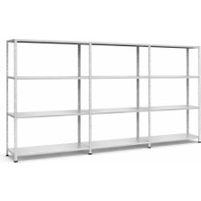 Raffar Galvaniz 4 Katlı 3lü Birleşik Arşiv Raf Sistemi - Çelik Raf - Metal Raf