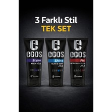 Egos 3 Stil Tek Set 150 ml Tüp Jöle Seti (Krem Jöle + Islak & Sert + Ultra Güçlü Tutuş)