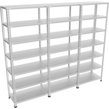 Raffar Galvaniz 7 Katlı 3lü Birleşik Arşiv Raf Sistemi - Çelik Raf - Metal Raf