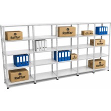 Raffar Galvaniz 5 Katlı 5li Birleşik Arşiv Raf Sistemi - Çelik Raf - Metal Raf