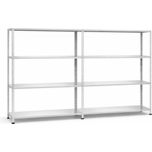 Raffar Galvaniz 4 Katlı 2li Birleşik Arşiv Raf Sistemi - Çelik Raf - Metal Raf