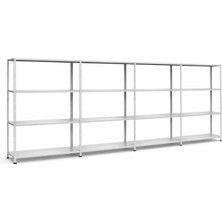 Raffar Galvaniz 4 Katlı 4lü Birleşik Arşiv Raf Sistemi - Çelik Raf - Metal Raf