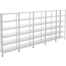 Raffar Galvaniz 6 Katlı 5li Birleşik Arşiv Raf Sistemi - Çelik Raf - Metal Raf