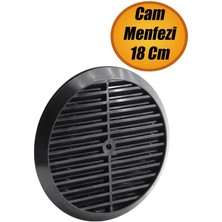 abnturk Doğalgaz Havalandırma Yuvarlak Mutfak Cam Menfezi Siyah 18 cm Hava Akış Kanalı Güvenlik Gaz Kaçağı