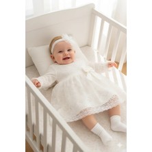 Miniday Baby Kız Bebek Mevlütlük Elbise Dantelli Bandanalı