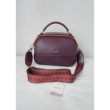 261AE202 Model Sarach Marka Bordo Renk El ve Omuz Çantası