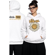 Fuddy Moda Unisex BLINK-182 Sunflower Ense Baskılı Kapüşonlu Sweatshirt, Oversize Rock Band Temalı Hoodie