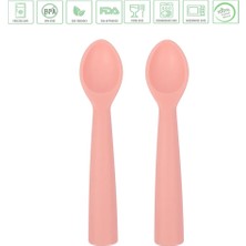 Jojobebek Premium BPA Free Silikon Mama Kaşığı (2 Adet) - Güvenli Bebek Beslenme - Kolay Temizlik - 9+ Ay  / Pembe Renk