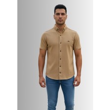 Man Klas Erkek Gömlek Düğme Detaylı Premium Likralı Kısakollu Slim Fit Erkek Spor Gömlek