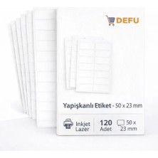 Defu 23 x 50 mm Beyaz Kuşe Ofis Etiketi 10 Sayfa 120 Adet