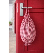 Yuvol Pötikareli Kırmızı Kumaş Poşetlik 50X30 cm Poşet Organizeri, Mutfak Poşet Düzenleyici