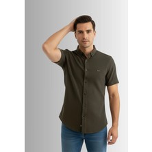 Man Klas Erkek Gömlek Düğme Detaylı Premium Likralı Kısakollu Slim Fit Erkek Spor Gömlek