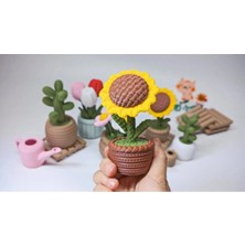 3D Snaxx Modern Ayçiçeği Mini Saksı – Dekoratif Çiçek (7X7X11 Cm)
