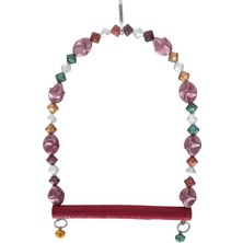 Indispensablely Boncuklu ve Tünekli Kuş Salıncağı 10 Cm-14 cm Bordo