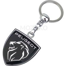 Mozoko Yüksek Kaliteli Peugeot Logolu Damla Baskılı Siyah Şık Hediyelik Araç Anahtarlığı
