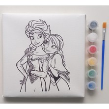 B&Nine Çocuk Boyama Tuval Seti | Tuval + 6 Renk Akrilik Boya + Fırça – Eğitici Aktivite Oyunu