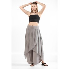 Luisido Kadın Vizon Italyan Zarf Kapaklı Astarlı Bol Paça Salaş Ipek Pantolon