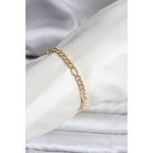 Değirmen Grup 14K Gold Renk Kaplama Lazerli Zincir Model cm Kadın Bileklik - Lisinya