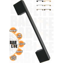 Bablife Kale Nergis 96MM Mat Siyah Lüks Çekmece Dolap Mobilya Kulpları