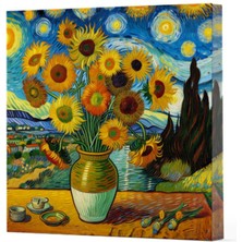 Van Gogh 10 Ayçiçekleri - Çizgisiz Yan Boyamalı Defter