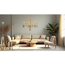 Lampaluce Klasik Metal Altın Renk Avize 8'li 70cm