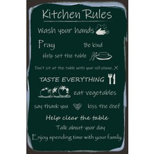 Tp Retro Vintage 5 mm Ahşap Üzerine Kitchen Rules Temalı Poster Tablo 20X30 cm