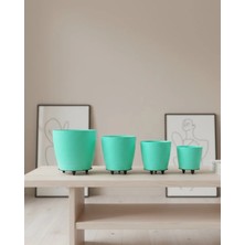 Kaia Life 4’lü 3D Ayaklı Yeşil Saksı Seti Dekoratif Modern Tasarım