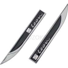Mozoko Yüksek Kaliteli Seat Leon Logolu 3D Metal Krom Çamurluk Üstü Yan Amblem Seti 2 Adet