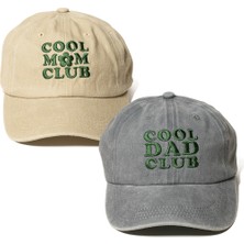 Nome Studio Nakışlı Şapka Bej ve Gri Cool Mom & Dad Club Nakışlı 2li Şapka – Anne Baba Yıkamalı Pamuklu Şapka