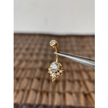 Aida Jewelss Gerçek Titanium G23 Cry 000 Taş Altın Titanyum Göbek Piercing