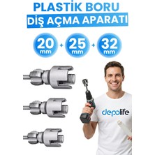 Depolife 3’ Lü Set 1/2 3/4 1 Inç Iç Dış Plastik Boru Diş Açma Seti Pvc Pafta Klavuz 20MM 25MM 32MM Pprc