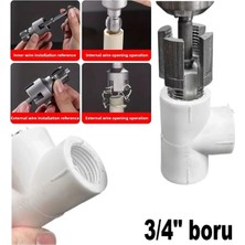 Depolife Pprc Pvc Boru Diş Açma Aparatı Tamir Onarım Montaj Için 3/4" Matkap Adaptörlü Tesisatcı Rayba Klavuz