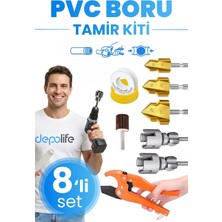 Depolife 8'li Pprc Pvc Boru Makası Plastik Su Borusu Diş Açma Havşa Pah Açma Aparatı Tesisatçı Kılavuz Seti