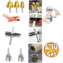 Depolife Pprc Pvc Boru Diş Açma Tamir Onarım 7 Parçalı Set Tesisatcı Havşa Rayba Ters Klavuz Diş Matkap Ucu