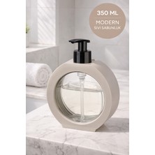 Medushop Plastik Şeffaf Sıvı Sabunluk 350 ml Kilit Mekanizmalı – Modern Banyo Mutfak Dispenser ( Krem )