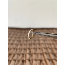 Aida Jewelss Gerçek Titanium G23 Titanyum Altın Zirkon Su Taşı 8mm x 1.2mm Kilitli Halka Piercing