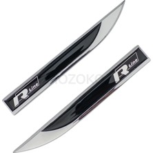 Mozoko Yüksek Kaliteli R-Line Logolu 3D Metal Krom Çamurluk Üstü Yan Amblem Seti – 2 Adet