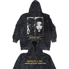Fuddy Moda Unisex Kendrick x Sza Tour Sırt Baskılı Kapüşonlu Yıkamalı Sweatshirt, Unisex Rapper Vintage Hoodie