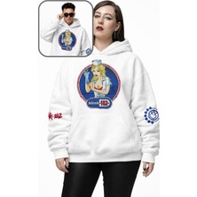 Fuddy Moda Unisex BLINK-182 Kol Baskılı Kapüşonlu Sweatshirt, Oversize Rock Band Temalı Hoodie