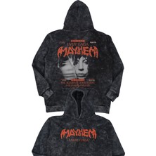 Fuddy Moda Unisex Lady Gaga Sırt Baskılı Kapüşonlu Yıkamalı Sweatshirt, Oversize Mayhem Temalı Retro Hoodie