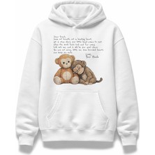 Fuddy Moda Unisex Maymun Puch Mektup Baskılı Kapüşonlu Sweatshirt, Oversize Yalnız Maymun Temalı Hoodie