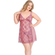 Aria's Closet Arias Closet Büyük Beden Gül Kurusu Kısa Tül Gecelik