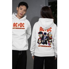 Fuddy Moda Unisex Ac-Dc Let There Be Rock Sırt Baskılı Kapüşonlu Sweatshirt, Oversize Rock Band Temalı Hoodie