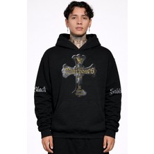 Fuddy Moda Unisex Black Sabbath Cross Purposes Kol Baskılı Kapüşonlu Sweatshirt, Oversize Rock Band Hoodie