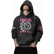 Fuddy Moda Unisex Oversize BLINK-182 One More Time Kol Baskılı Kapüşonlu Yıkamalı Sweatshirt