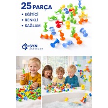 Syn Aksesuar 25’li Renkli Vakumlu Inşa Oyunu – Zeka Geliştirici Blok Oyuncak, Eğitici Yapı Taşları