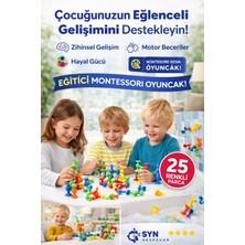 Syn Aksesuar 25’li Renkli Vakumlu Inşa Oyunu – Zeka Geliştirici Blok Oyuncak, Eğitici Yapı Taşları