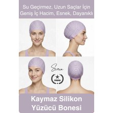 Svein #bone Su Geçirmez Kaymaz Silikon Yüzücü Bonesi Yüzme Şapkası Uzun Saç Yetişkin Esnek Havuz Deniz