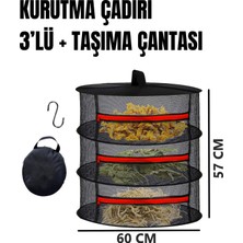Tineke 3 Katlı Fermuarlı Meyve Sebze Kurutma Filesi | Katlanabilir Doğal Kurutma Sepeti Kırmızı